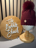 Children's Dark Cherry Knitted Bobble Hat